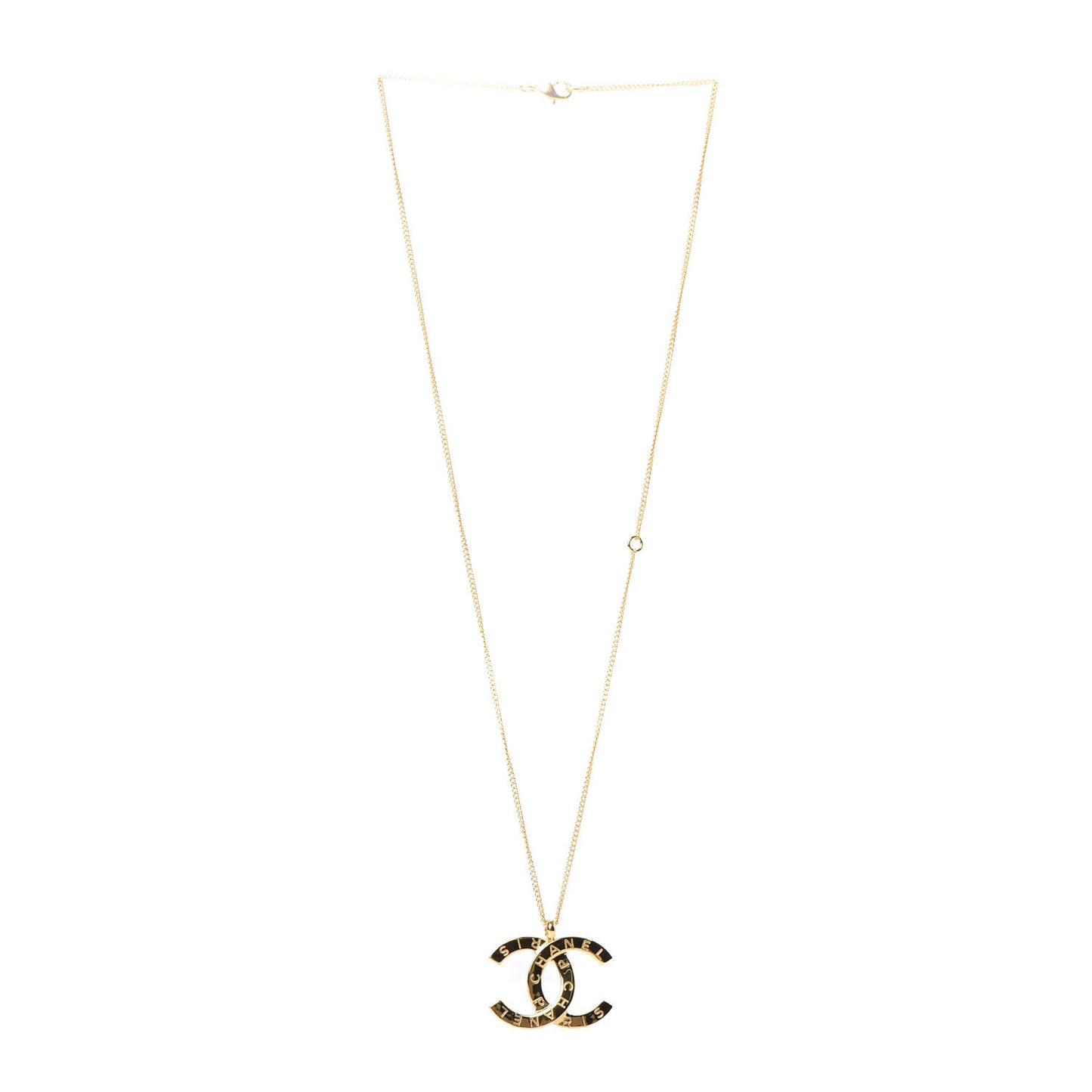 Metal CC Paris Button Necklace Gold