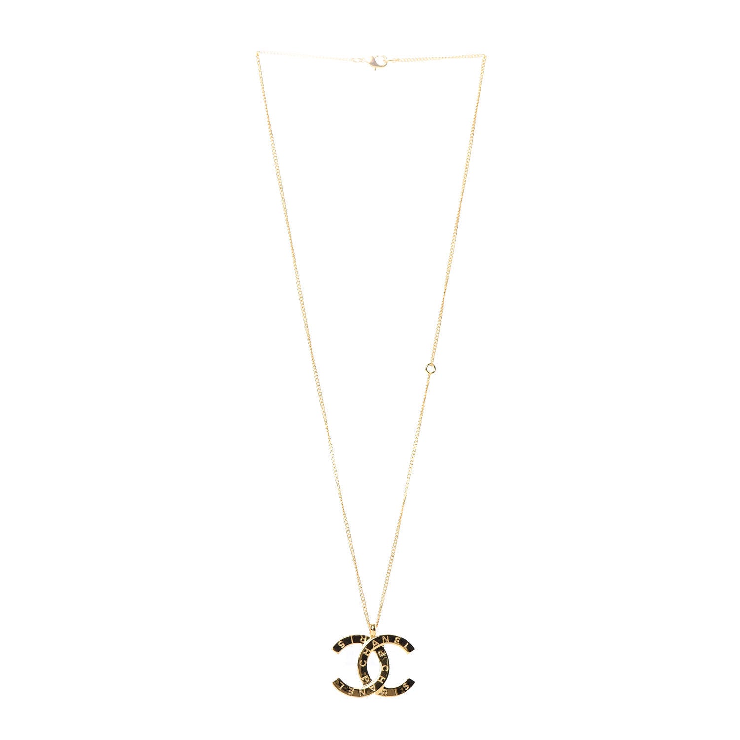 Chanel Metal CC Paris Button Necklace Gold 3 of 5