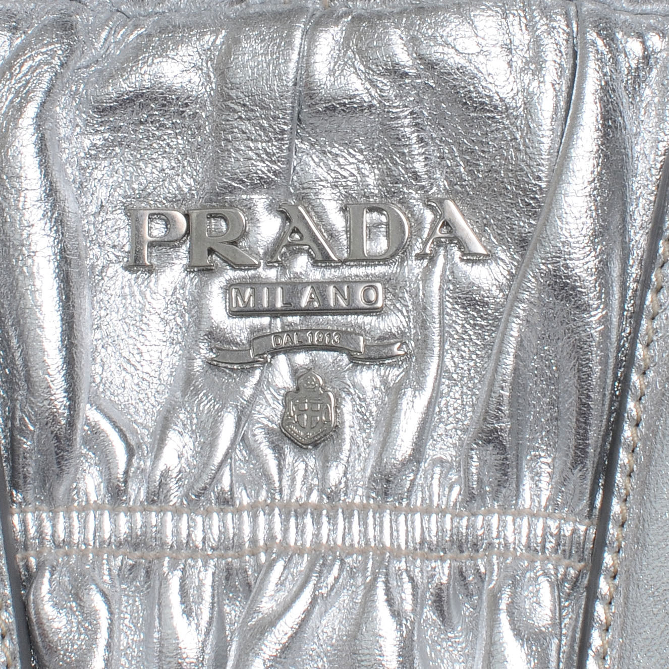 Nappa Gaufre Dome Satchel Silver