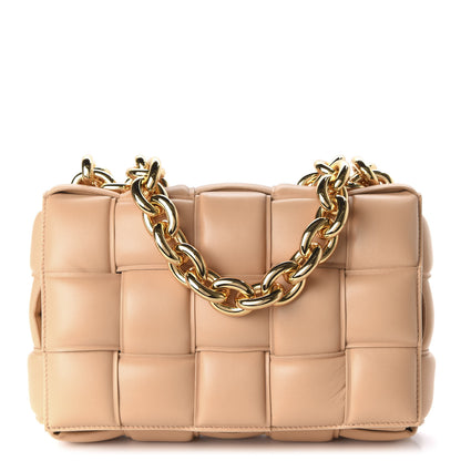 Bottega Veneta Lambskin Maxi Intreccio Padded Chain Cassette Crossbody Bag Almond 1 of 9