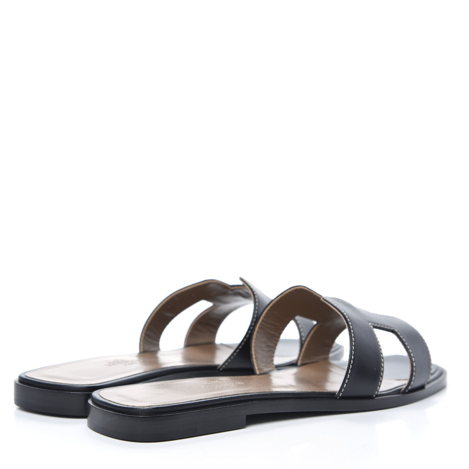 Hermes Box Calfskin Oran Sandals 37.5 Black 4 of 8