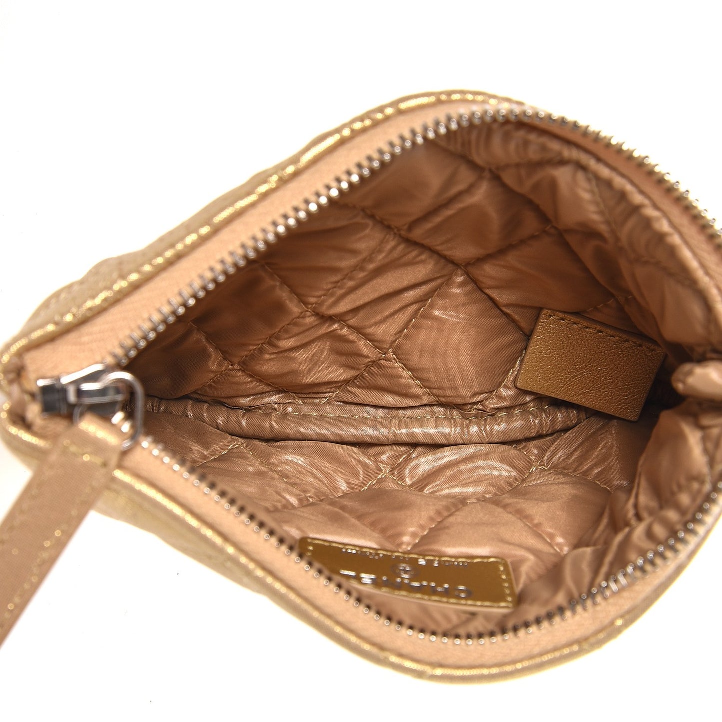 Metallic Lambskin Star Embossed Coin Purse Case Gold
