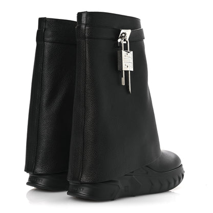 Givenchy Grained Calfskin Shark Lock Biker Ankle Boots 40 Black 5 of 11