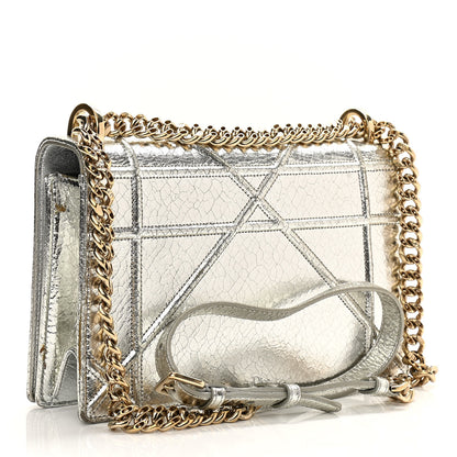 Christian Dior Metallic Ceramic Effect Deerskin Medium Diorama Flap Bag Silver 2 of 14