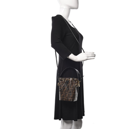 Fendi Vitello Liberty F is Fendi Bi-Color FF 1974 Embossed Mini Mon Tresor Bucket Bag Maya Black 3 of 11