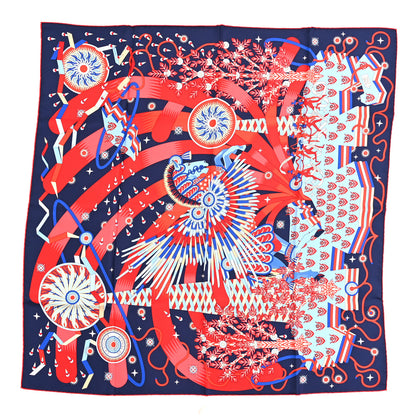 Hermes Silk La Source De Pegase Scarf 90 Marine Rouge Ciel 1 of 3