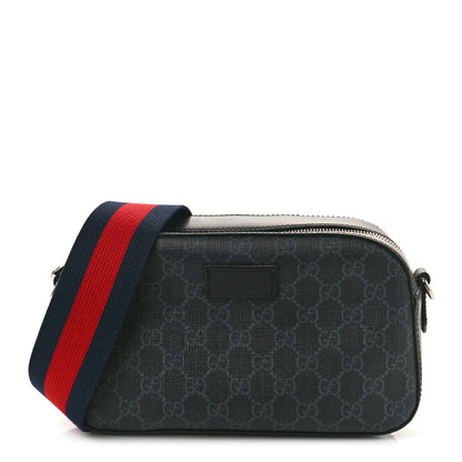 Gucci GG Supreme Monogram Web Shoulder Bag Black Grey 1 of 11