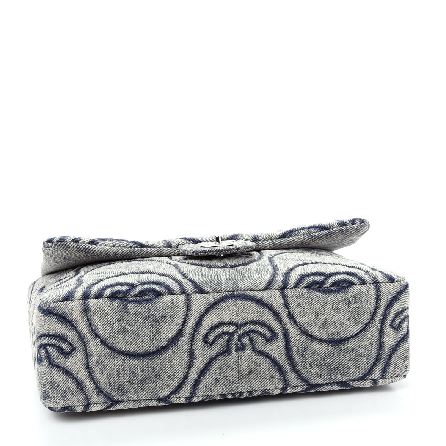 Chanel Denim Embossed CC Logo Print Jumbo Single Flap Blue 4 of 10