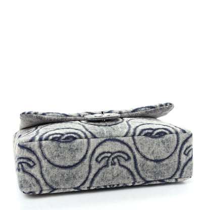 Chanel Denim Embossed CC Logo Print Jumbo Single Flap Blue 4 of 10