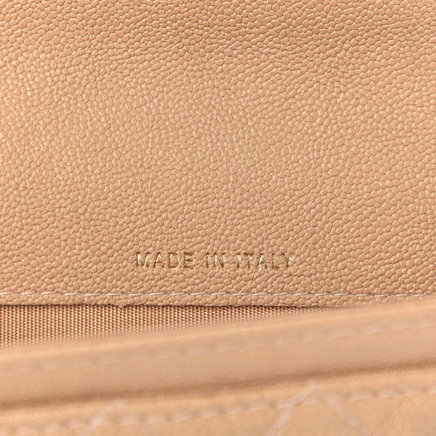 Caviar Quilted Boy Card Holder Wallet Beige