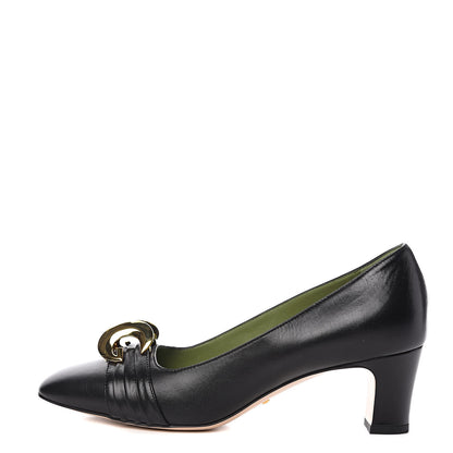 Gucci Malaga Kid Half Moon GG Square Toe Pumps 39 Black 1 of 10
