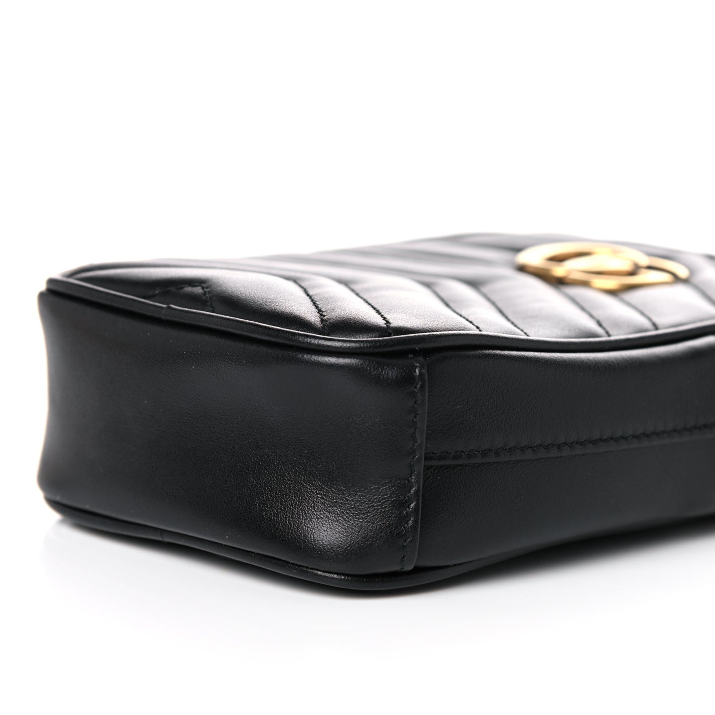 Calfskin Matelasse Mini GG Marmont Crossbody Bag Black