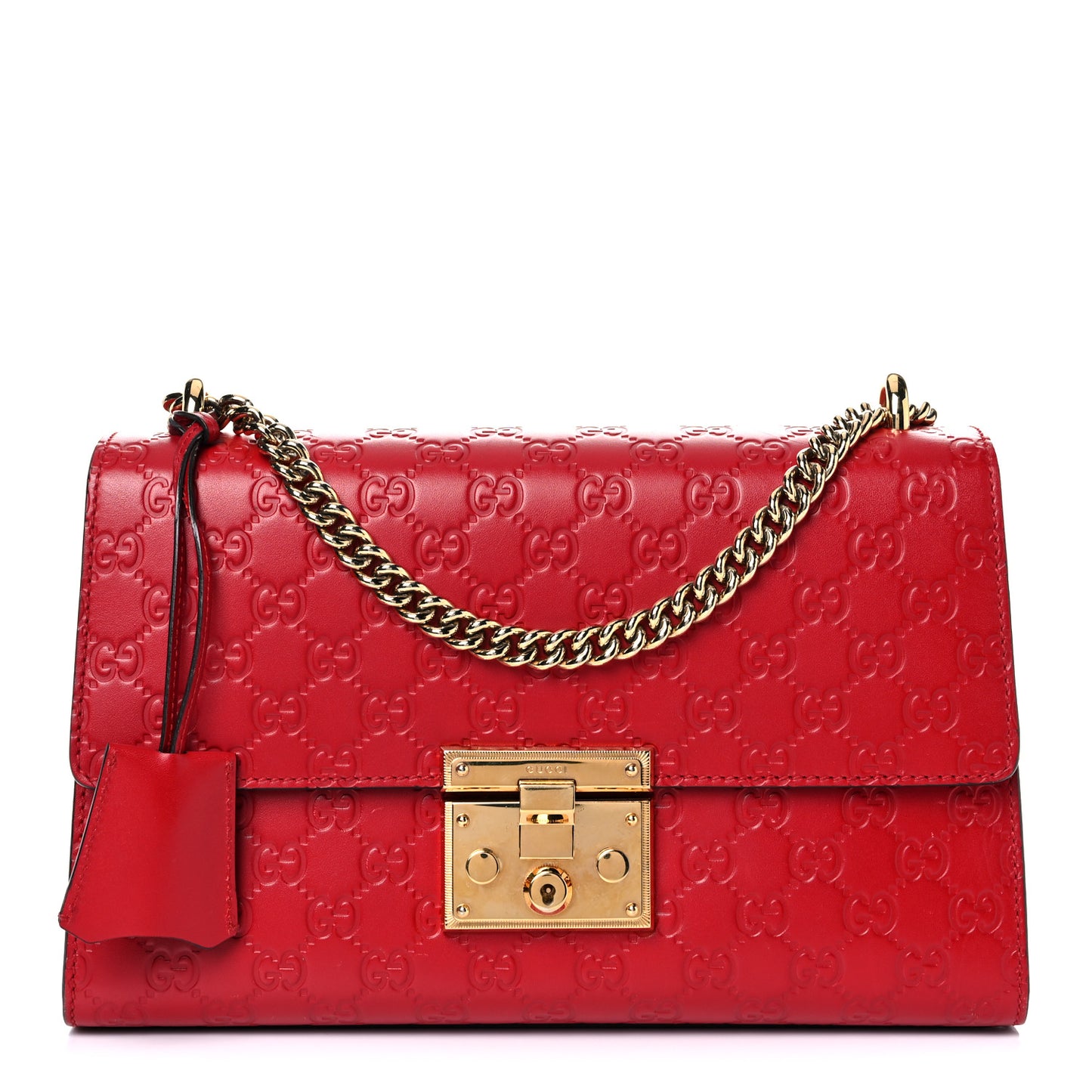 Guccissima Medium Padlock Shoulder Bag Hibiscus Red