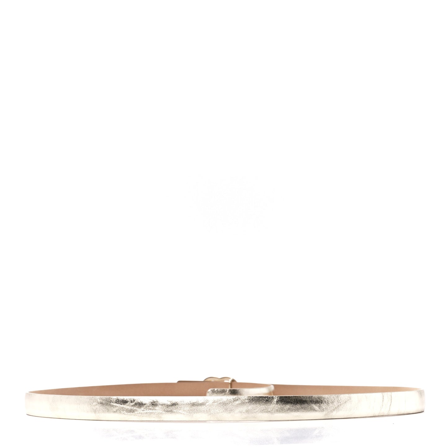 Metallic Lambskin CC Logo Skinny Belt 85 34 Gold