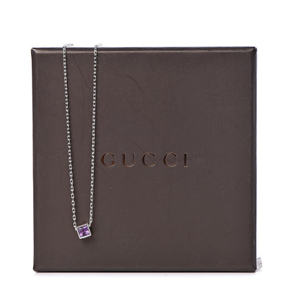 Gucci 18K White Gold Amethyst Cube Pendant Necklace 7 of 7