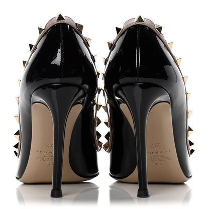 Valentino Garavani Patent Rockstud 100mm Pumps 37.5 Black Poudre 7 of 10