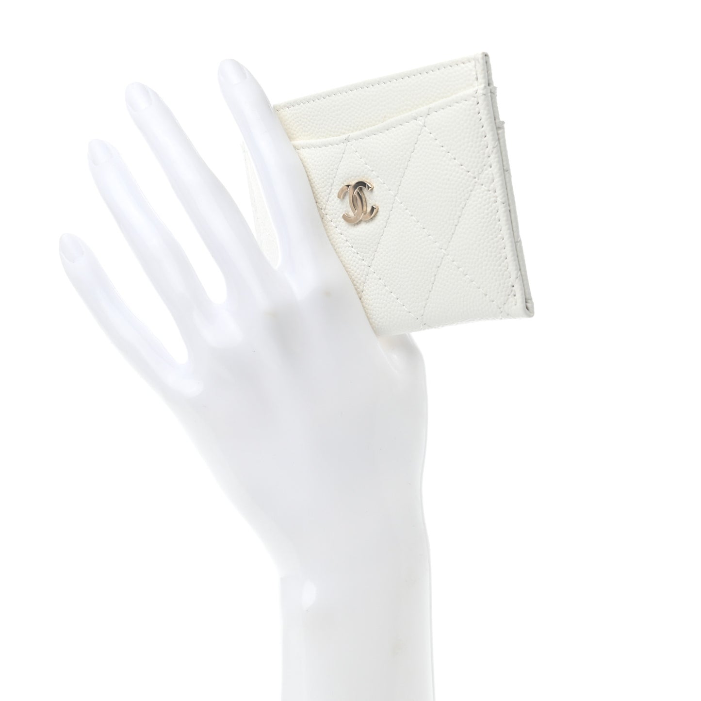 Caviar Quilted Card Holder White