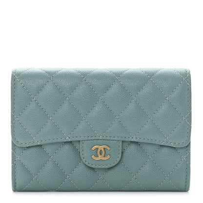 Chanel Iridescent Caviar Quilted Medium Flap Wallet Light Blue 1 of 10
