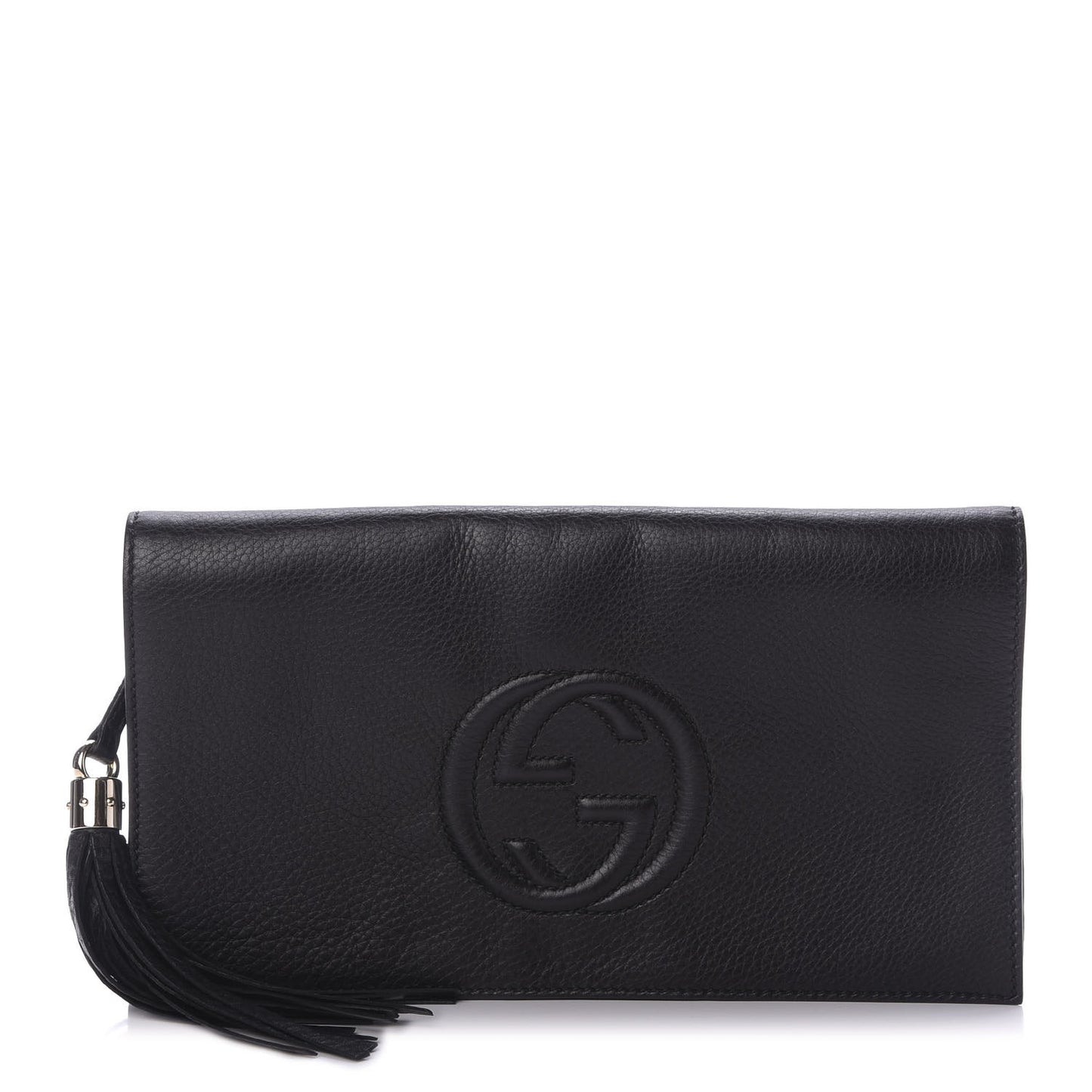 Pebbled Calfskin Medium Soho Clutch Black