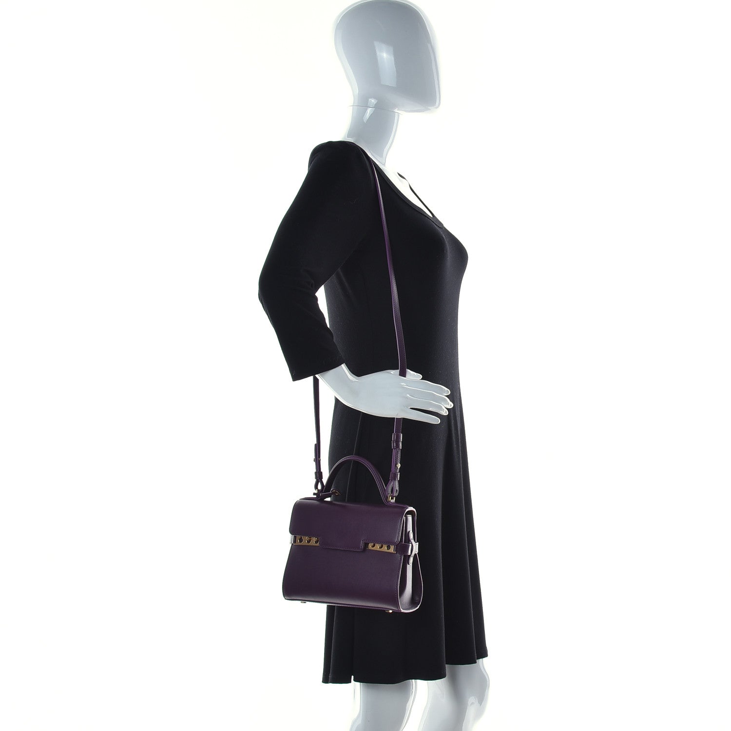 Delvaux Smooth Calfskin Mini Tempete Satchel Prune 2 of 11