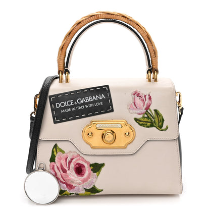 Dolce & Gabbana Calfskin Embroidered Welcome Satchel White 1 of 13