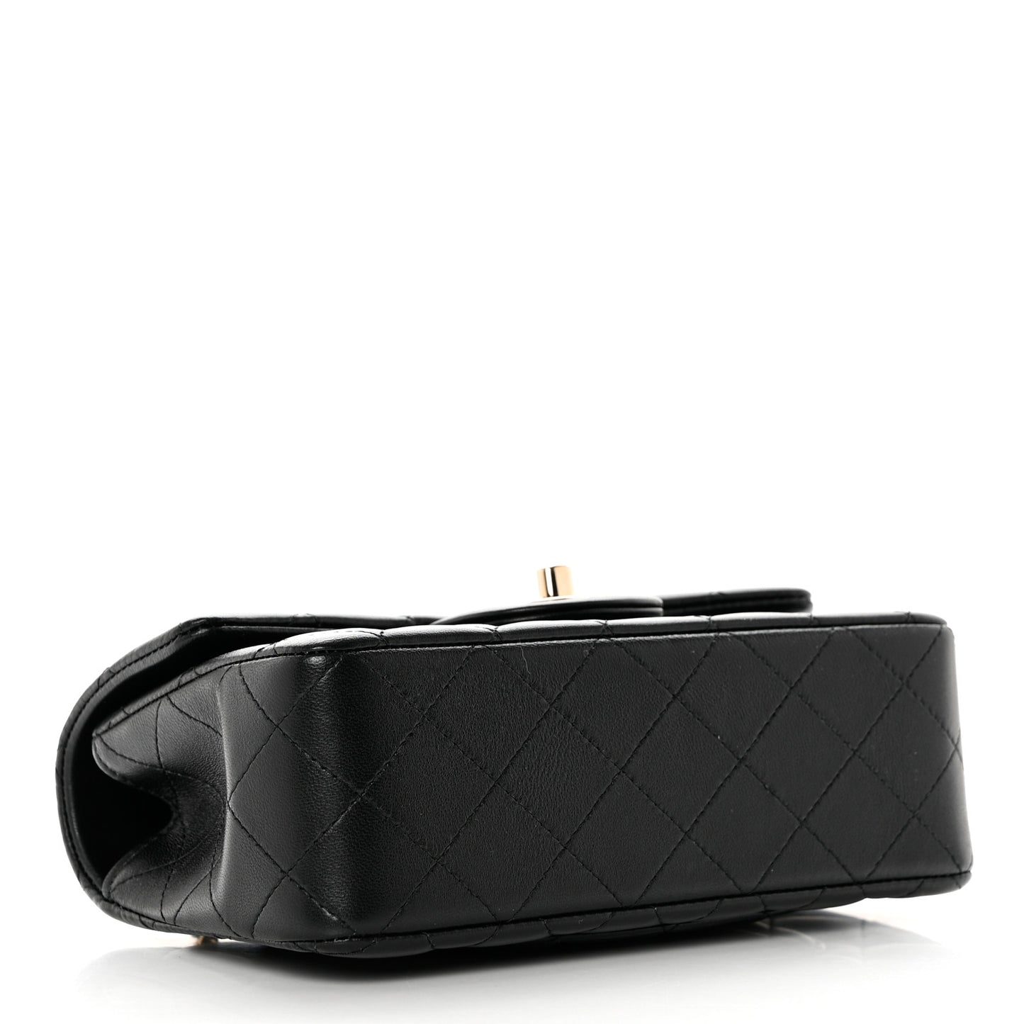 Lambskin Quilted Mini Top Handle Rectangular Flap Black