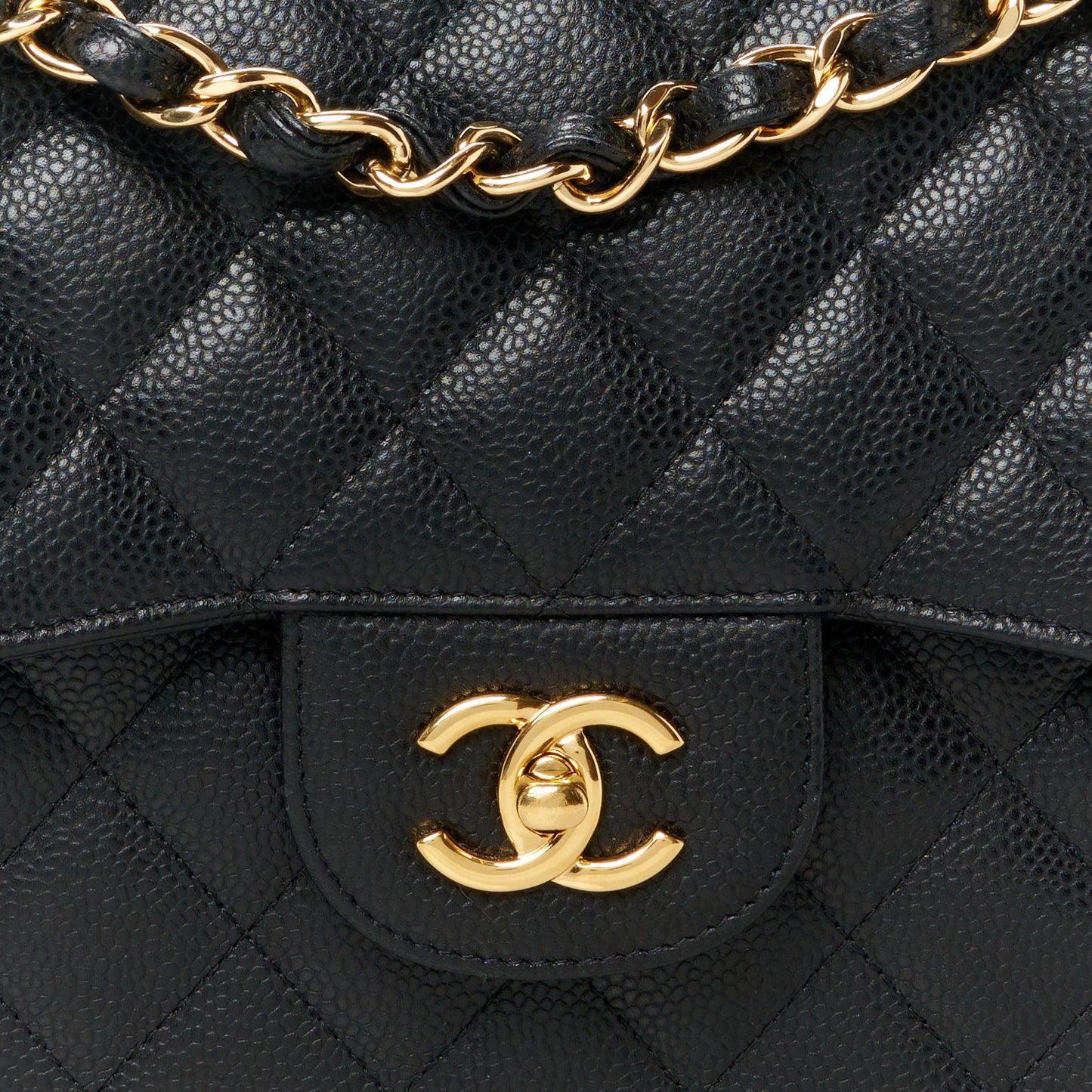 Caviar Quilted Jumbo Double Flap Black