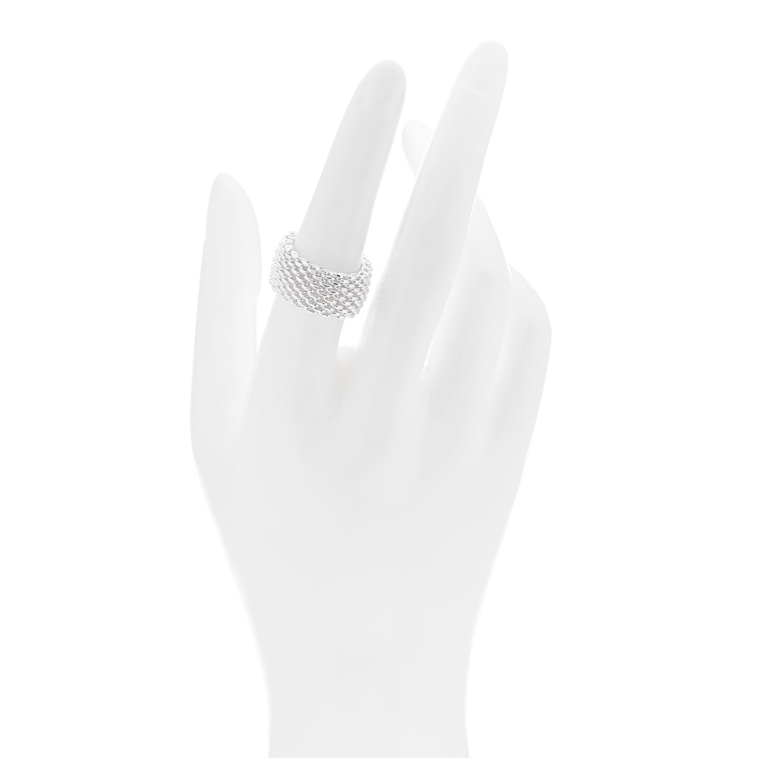 Tiffany Sterling Silver Somerset Mesh Ring 53 6.25 2 of 4