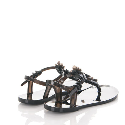 Chanel Jelly Camellia Thong Sandals 35 Black 4 of 7