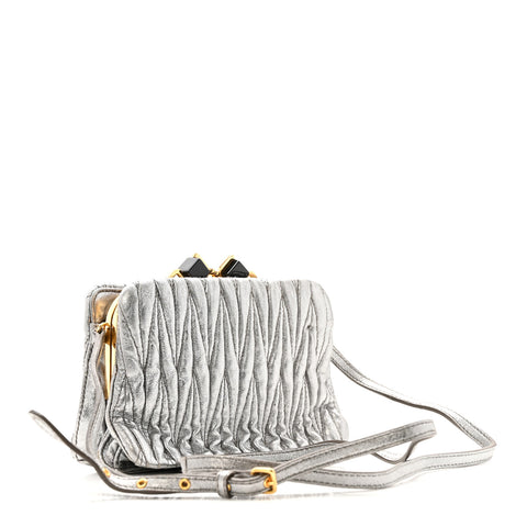 Metallic Matelasse Lux Mini Crossbody Tote Cromo