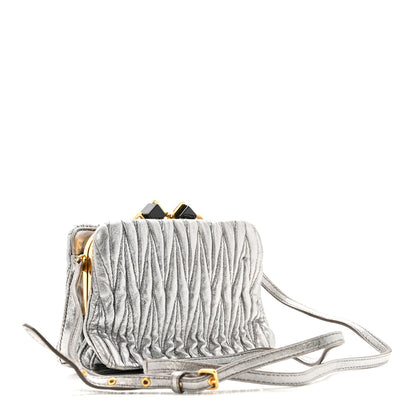 Miu Miu Metallic Matelasse Lux Mini Crossbody Tote Cromo 2 of 14