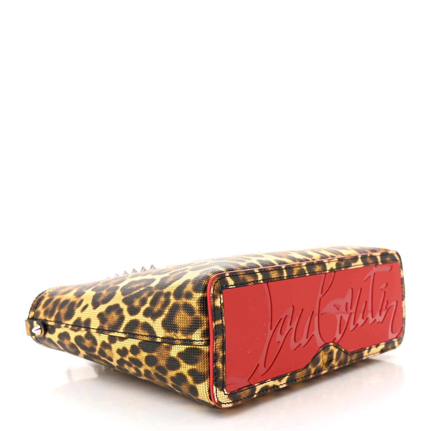 Christian Louboutin Calfskin Coins Leopard Print Spikes Mini East West Cabata Tote Gold 4 of 10