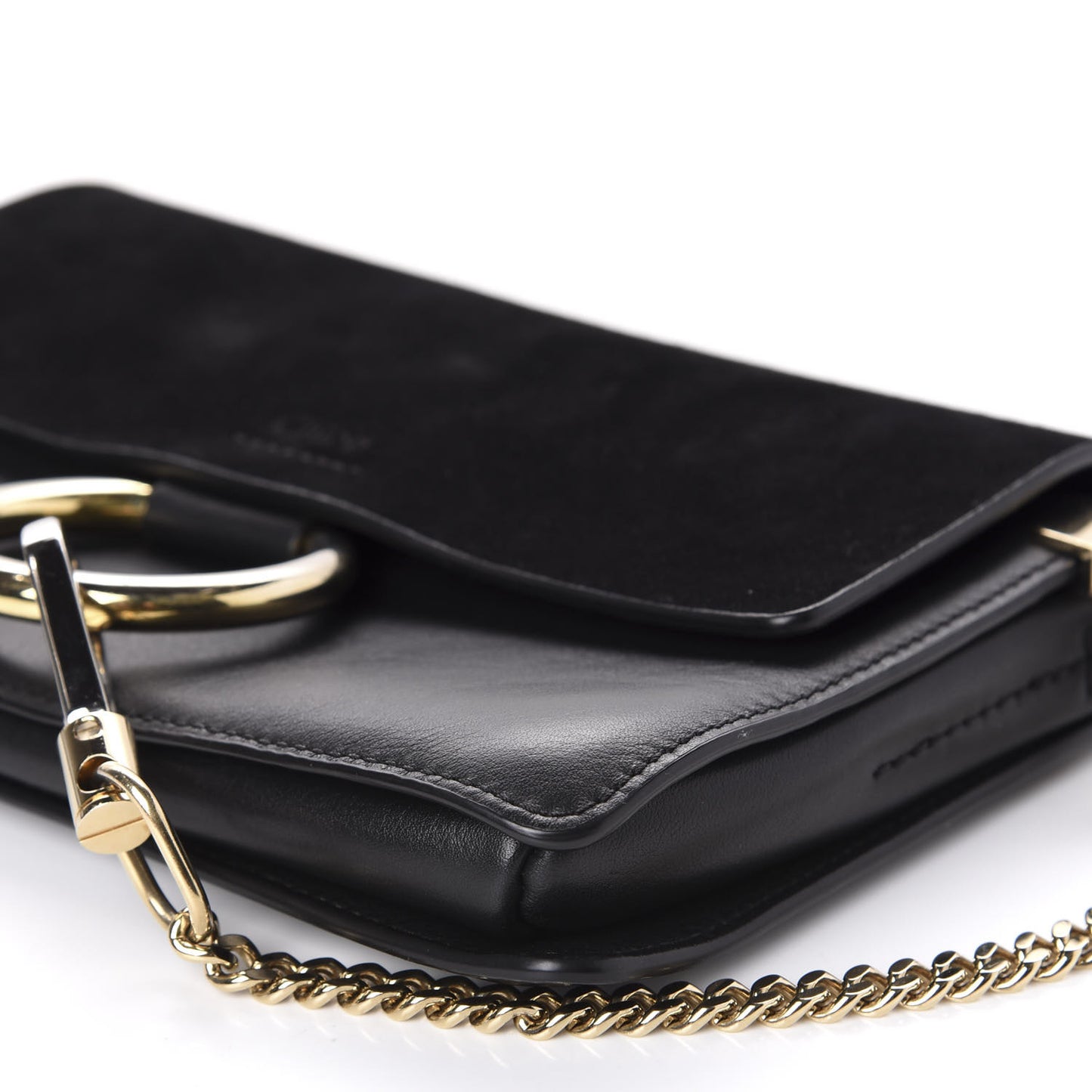 Suede Calfskin Small Faye Shoulder Bag Black