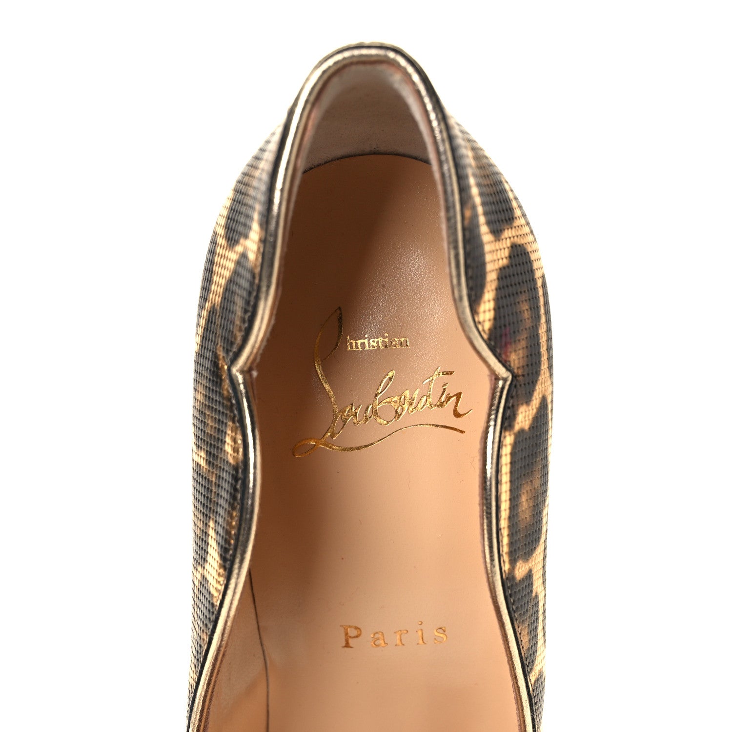 Christian Louboutin Calfskin Coin Leopard Print Hot Chick 100 Pumps 37.5 Gold 19 of 24