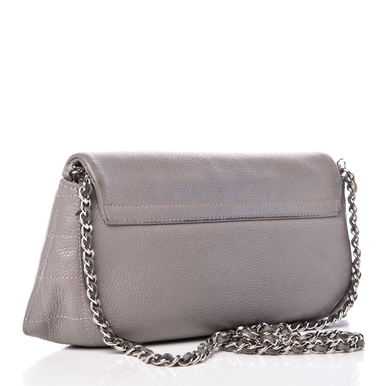Chanel Caviar Half Moon Wallet On Chain WOC Light Grey 3 of 14