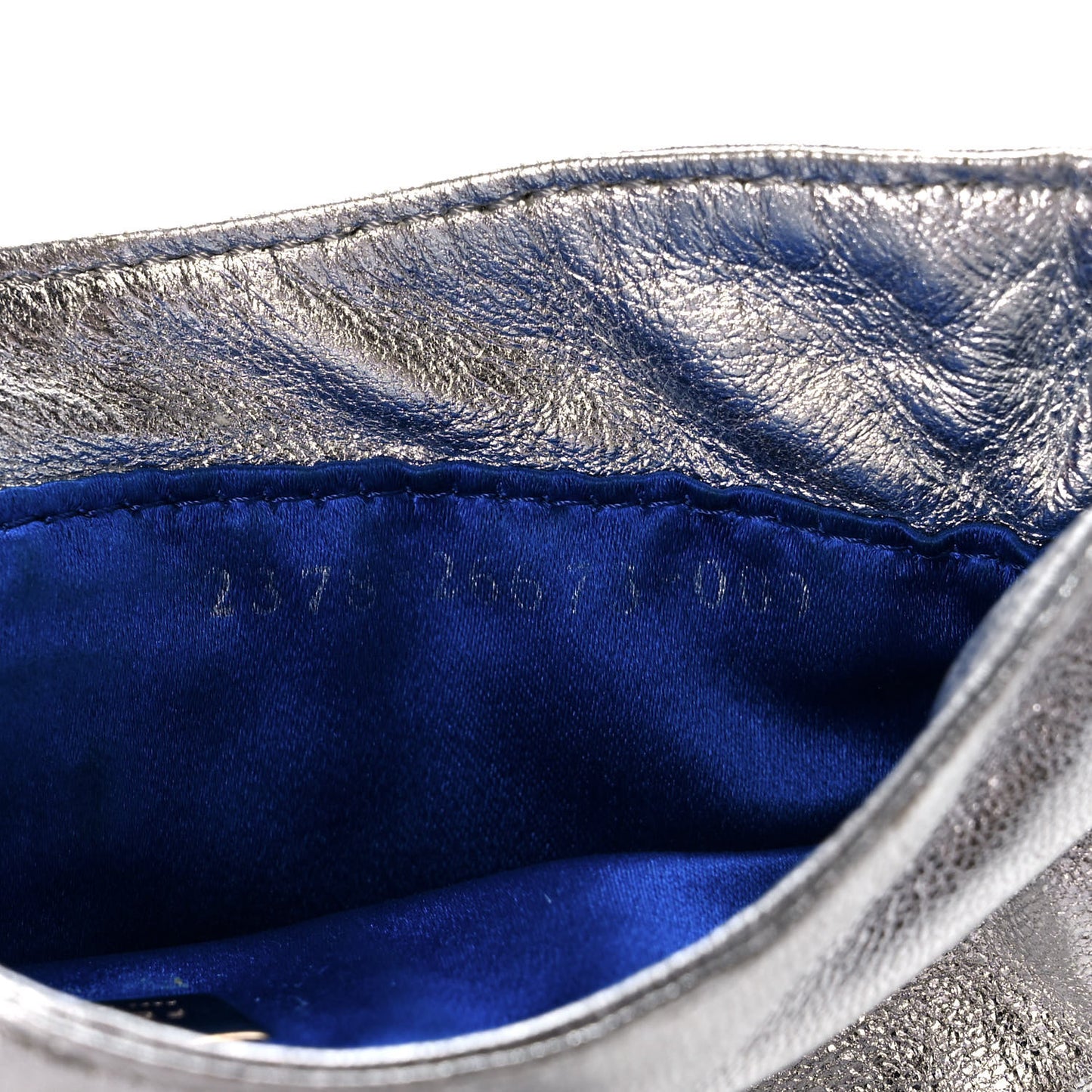 Metallic Calfskin Crystal Mini Half Moon Baguette Silver