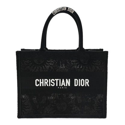 Christian Dior Canvas Embroidered Mesh Macrame Medium Toile de Jouy Soleil Book Tote Black 1 of 9