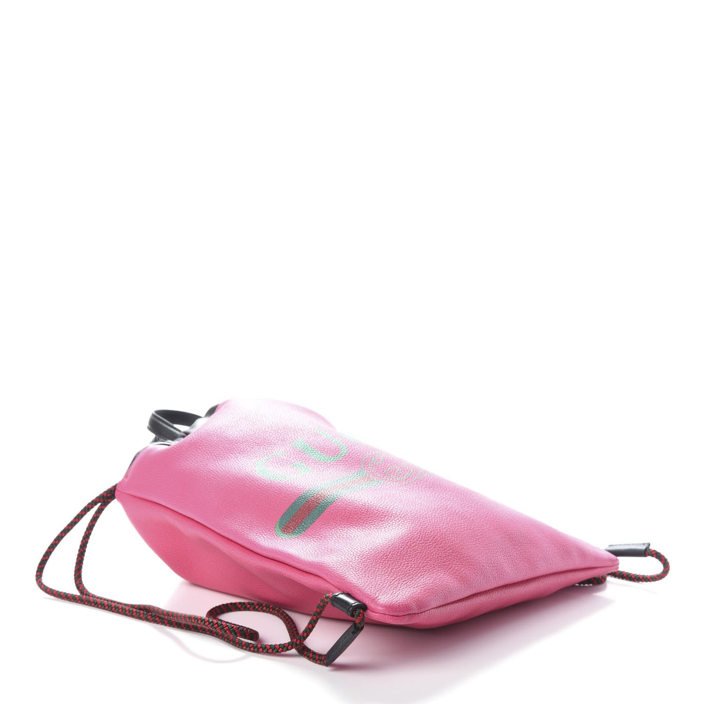 Grained Calfskin Logo Drawstring Backpack Box Pink Green Black