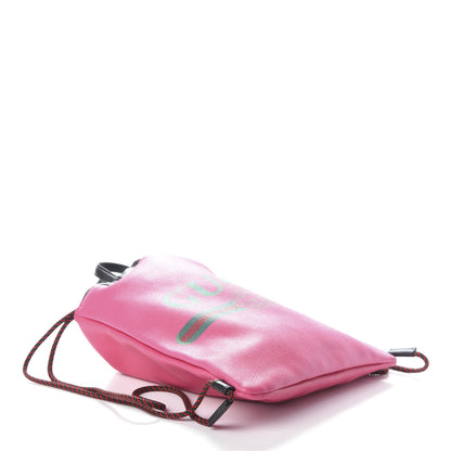 Gucci Grained Calfskin Logo Drawstring Backpack Box Pink Green Black 3 of 8