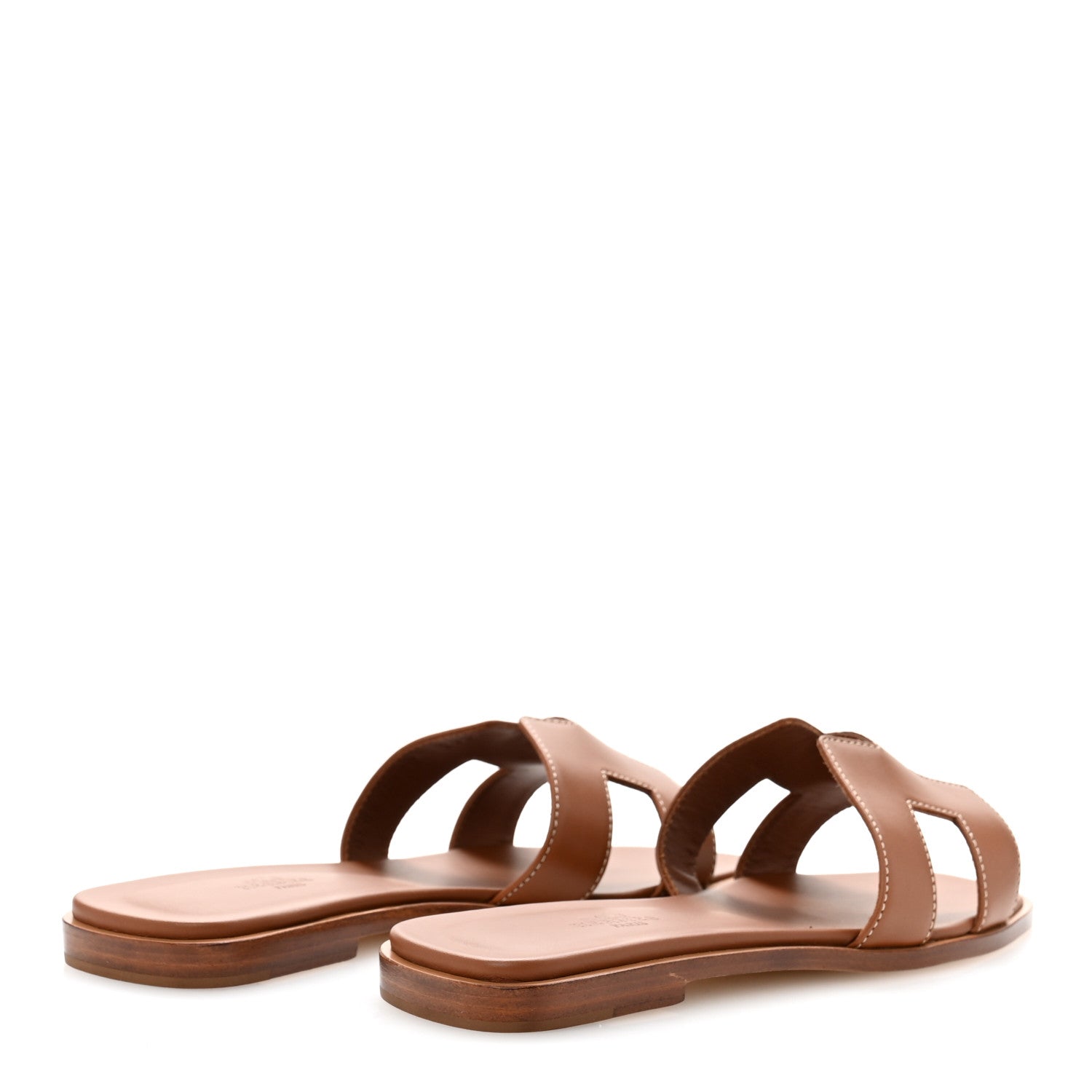 Hermes Box Calfskin Oran Sandals 37 Gold 5 of 9