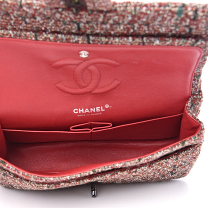 Chanel Tweed Quilted Medium Double Flap Dark Red 5 of 12