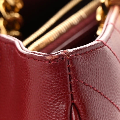 Saint Laurent Grain De Poudre Matelasse Chevron Monogram Shopping Bag Oxblood 14 of 14