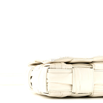 Bottega Veneta Calfskin Intreccio Plisse Cassette Crossbody Bag White 7 of 8