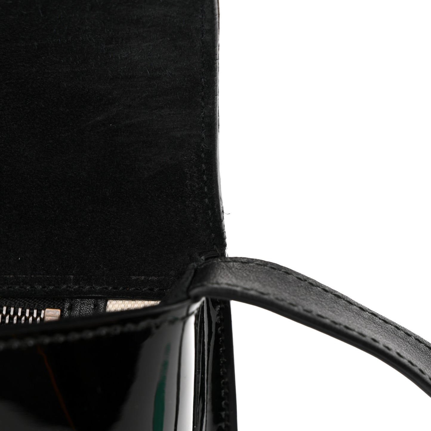 Patent Large Bright Bit Shoulder Bag Black