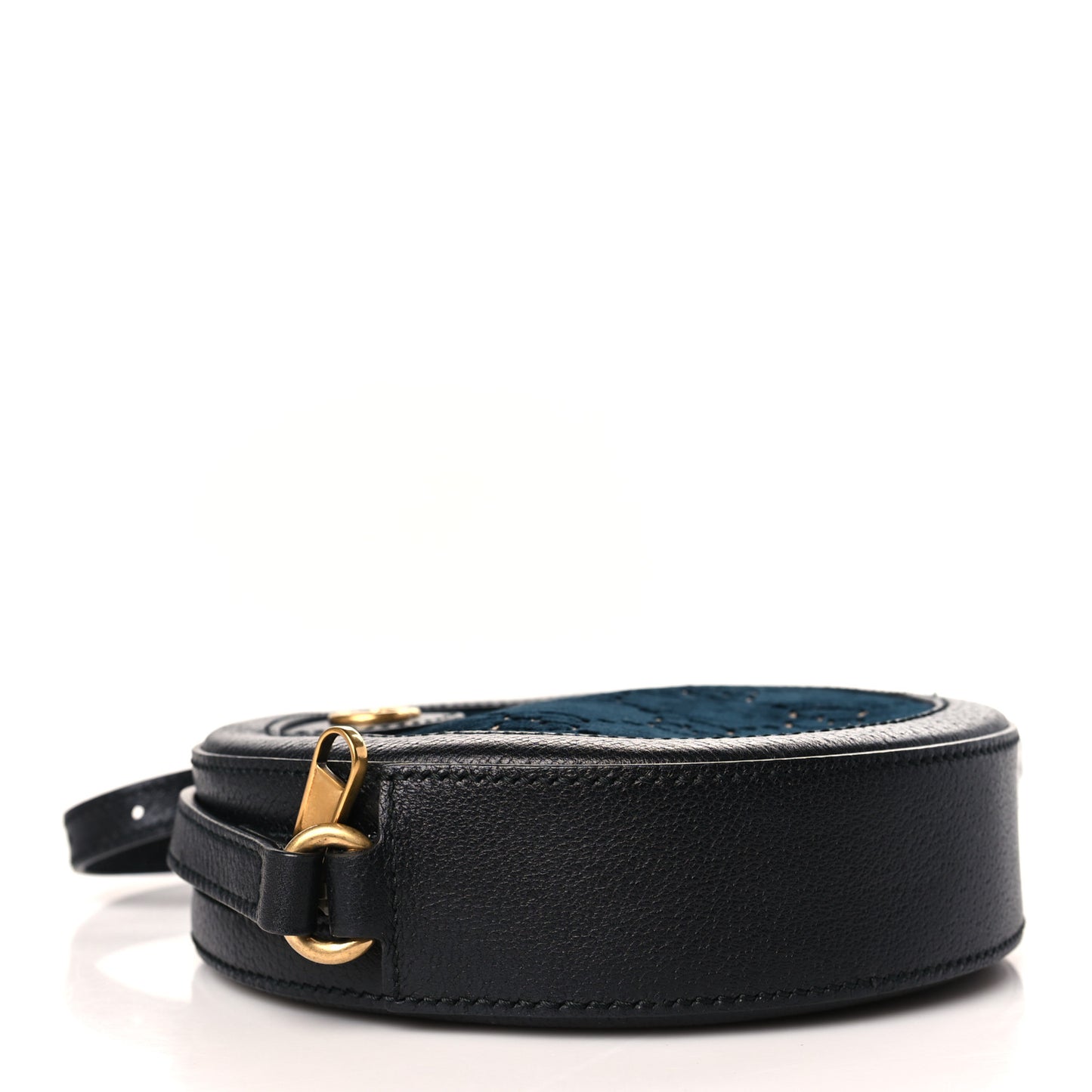Velvet Calfskin GG Monogram Round Shoulder Bag Blue Beige
