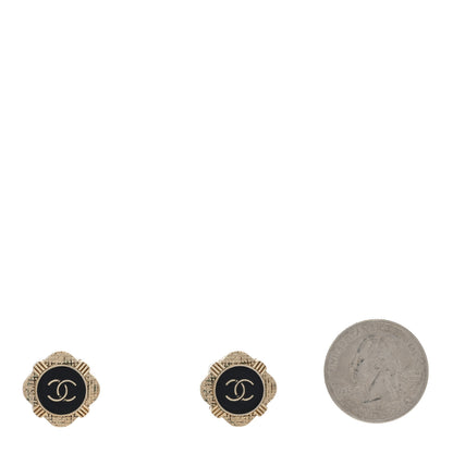 Chanel Resin CC Heart Earrings Gold Black 2 of 4
