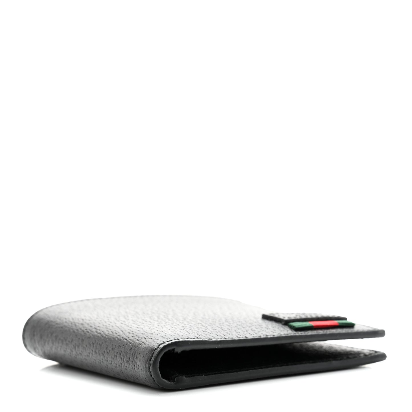 Calfskin Boar Effect Web Bi-Fold Wallet Black