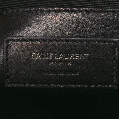 Saint Laurent Grain De Poudre Textured Mixed Matelasse Triquilt Medium Monogram Monochrome Satchel Black 7 of 13