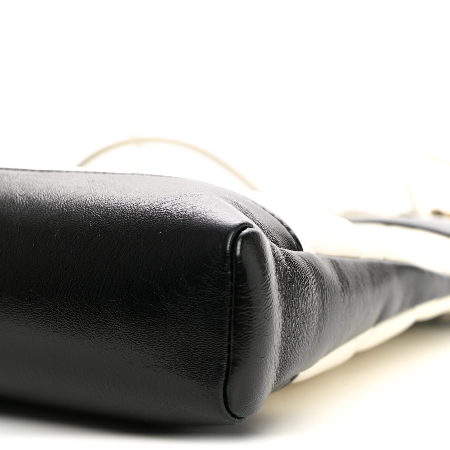 Patent Calfskin Quilted Mini 31 Shopping Bag White Black