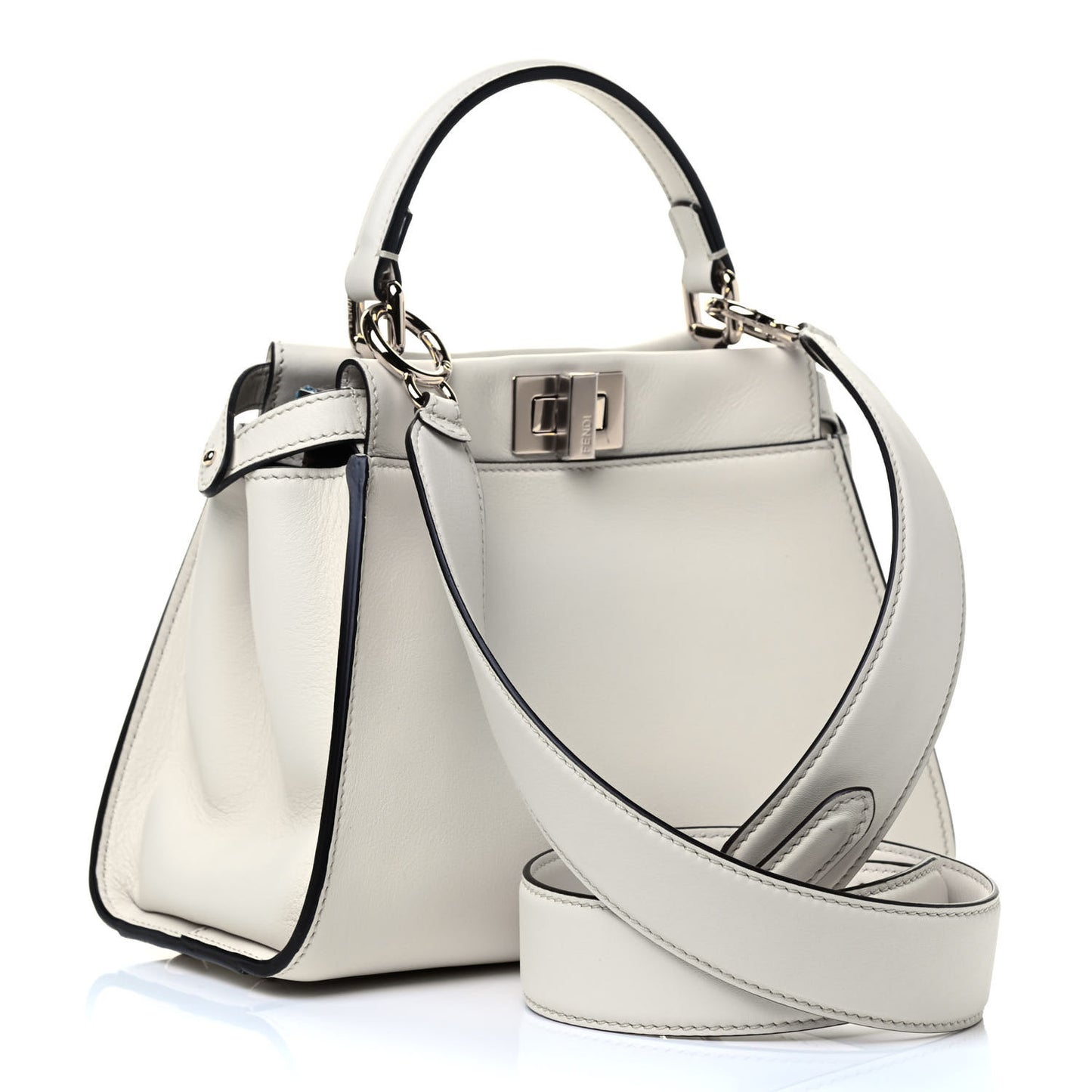 Vitello Seta Suede FF Mini Peekaboo Iconic Satchel Uovo Sigaro Marrone